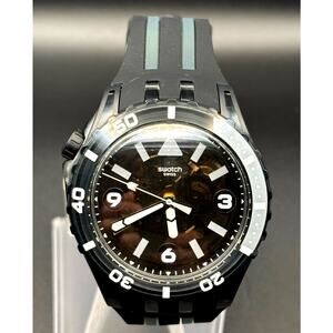 Swatch SSCU09B100 Scubaqua Black Sea Nettle Swiss Made Mens Dive Style Watch NIB